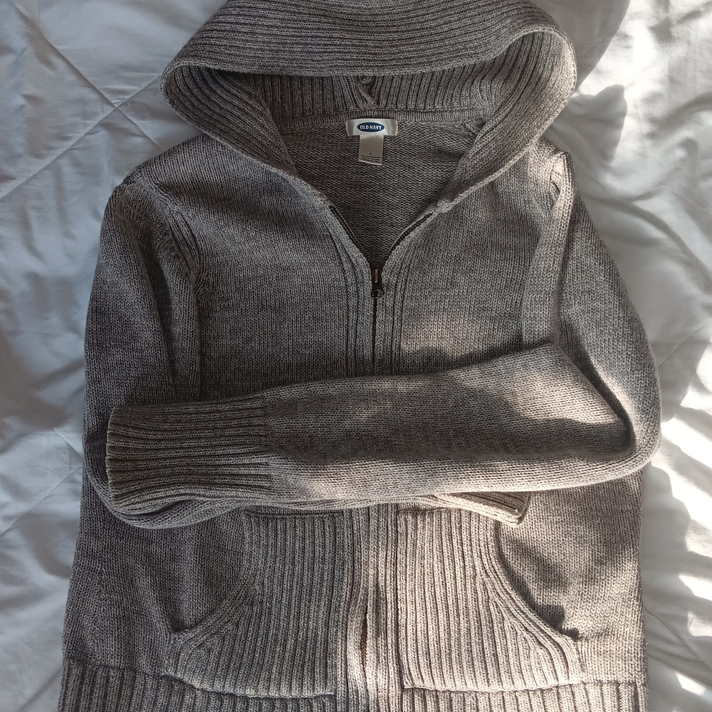 Vintage Old Navy Gray Hooded Knit Women's Sweater